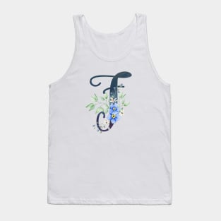 Floral Monogram F Wild Blue Flowers Tank Top